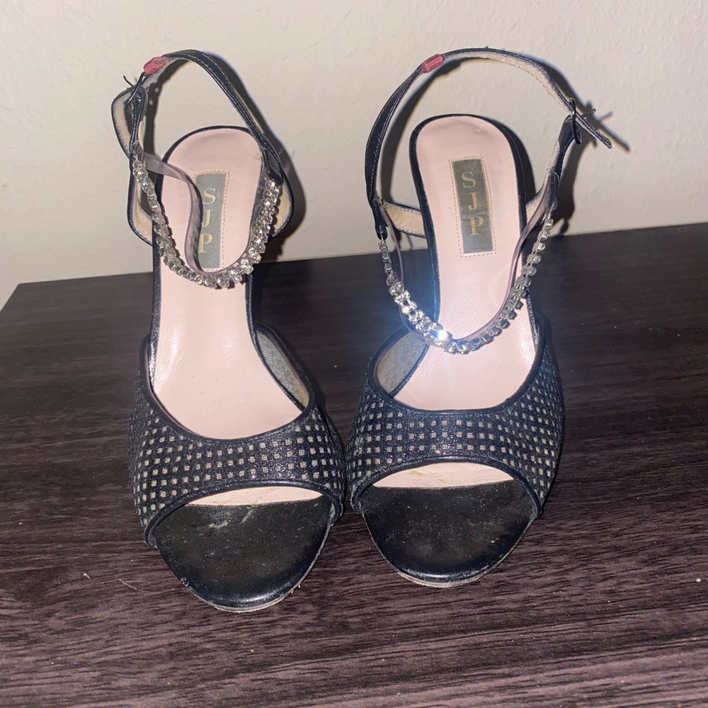 SJP By Sarah Jessica Parker Fishnet Crystal Black Women's Heels